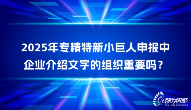 2025年專精特新小巨人申報中企業(yè)介紹文字的組織重要嗎？.jpg